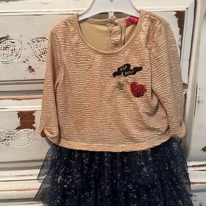 Betsey Johnson Tan and Navy Long Sleeve Kids Top